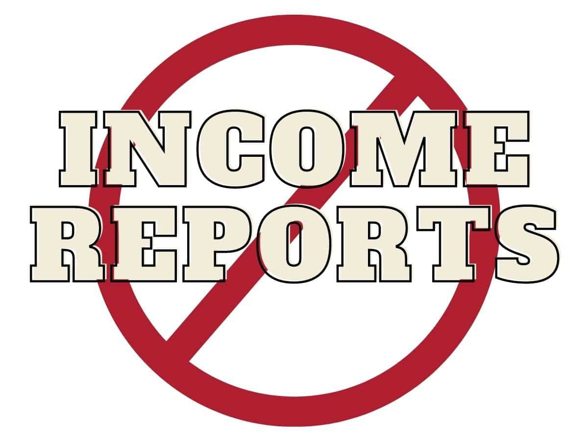 International no symbol with the words income reports