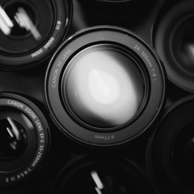 Overhead view of a bunch of lenses - Square