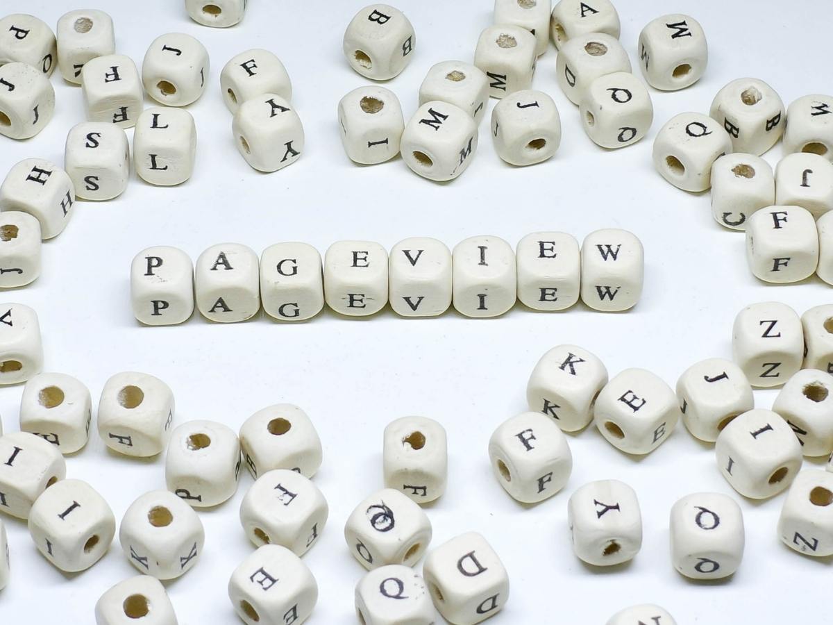 Lettered charms that spell pageview