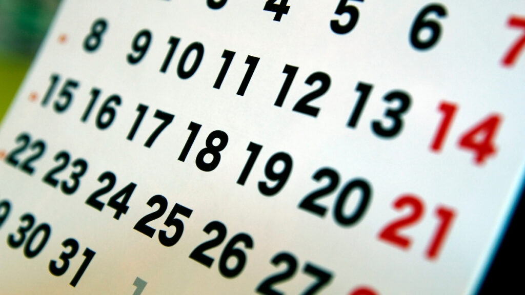 partial view of calendar month