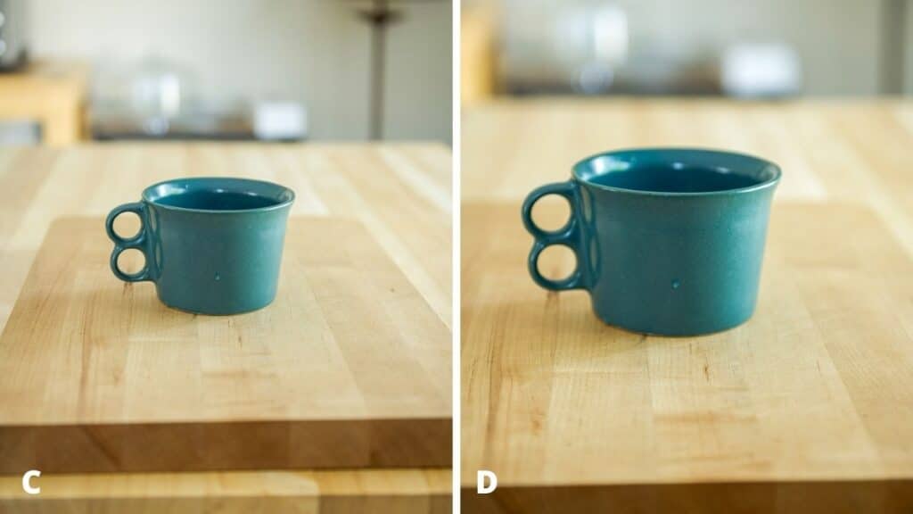 Left - cup at 50mm. Right - at 70mm